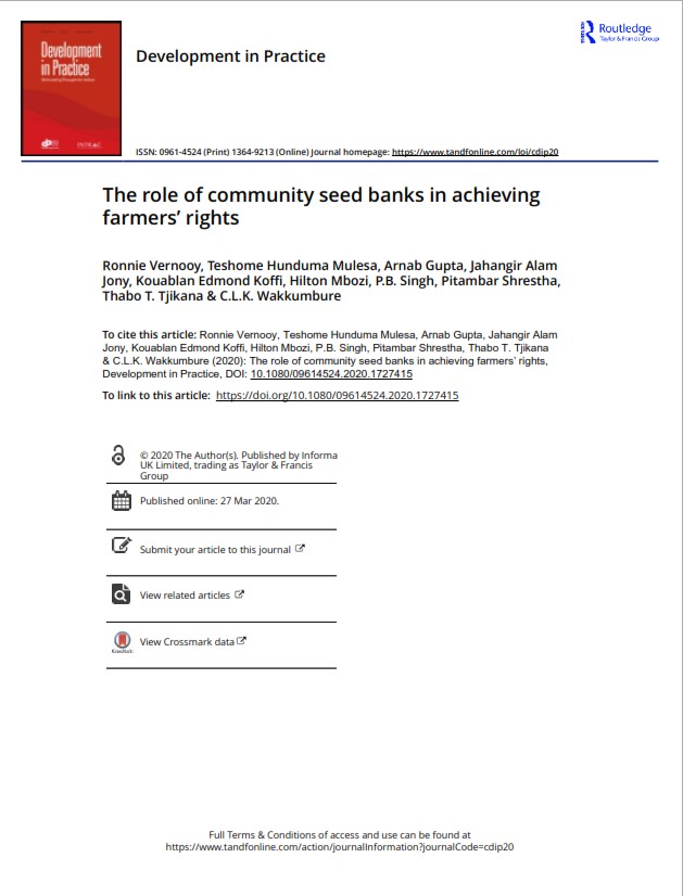 The role of community seed banks in achieving farmers’ rights