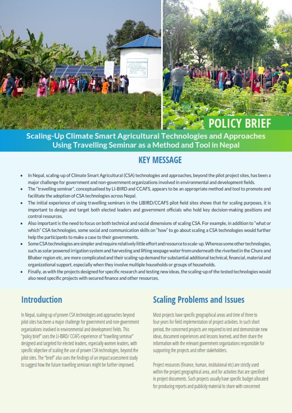 Scaling-Up Climate Smart Agricultural Technologies and Approaches Using Travelling Seminar as a Method and Tool in Nepal