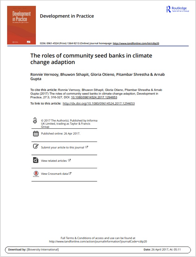 The roles of community seed banks in climate change adaption
