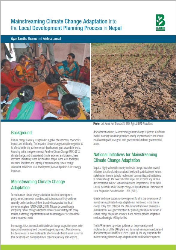 Mainstreaming Climate Change Adaptation into the Local Development Planning Process in Nepal