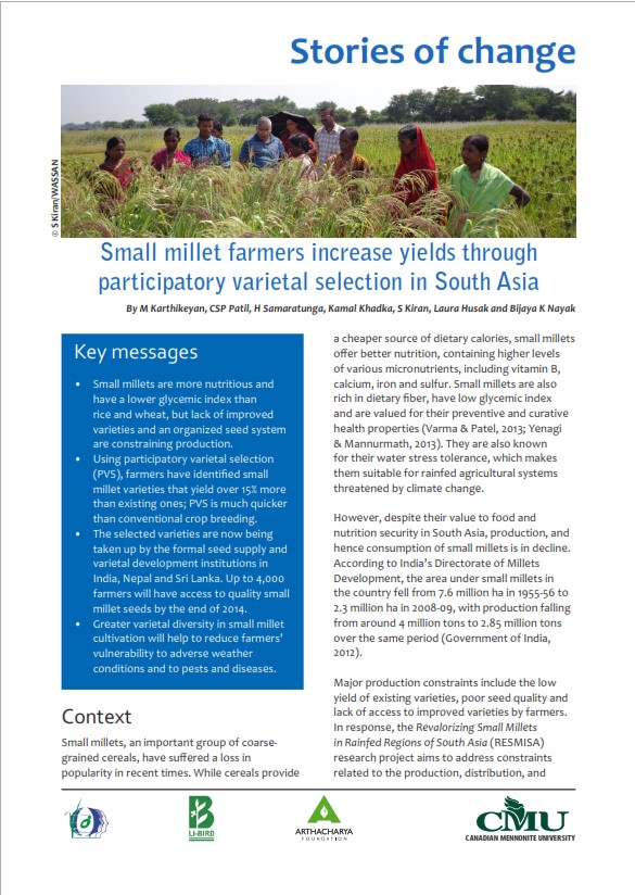 Stories of change: Small millet farmers increase yields through participatory varietal selection in South Asia