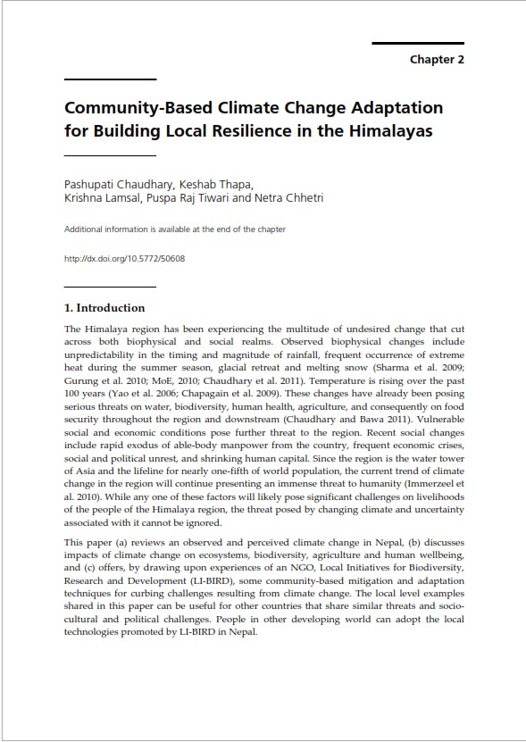 Community-Based Climate Change Adaptation for Building Local Resilience in the Himalayas